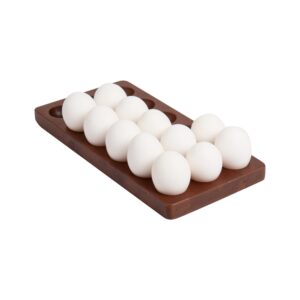 maison sucasa egg holder, wood, 18 egg capacity, kitchen organizer, brown