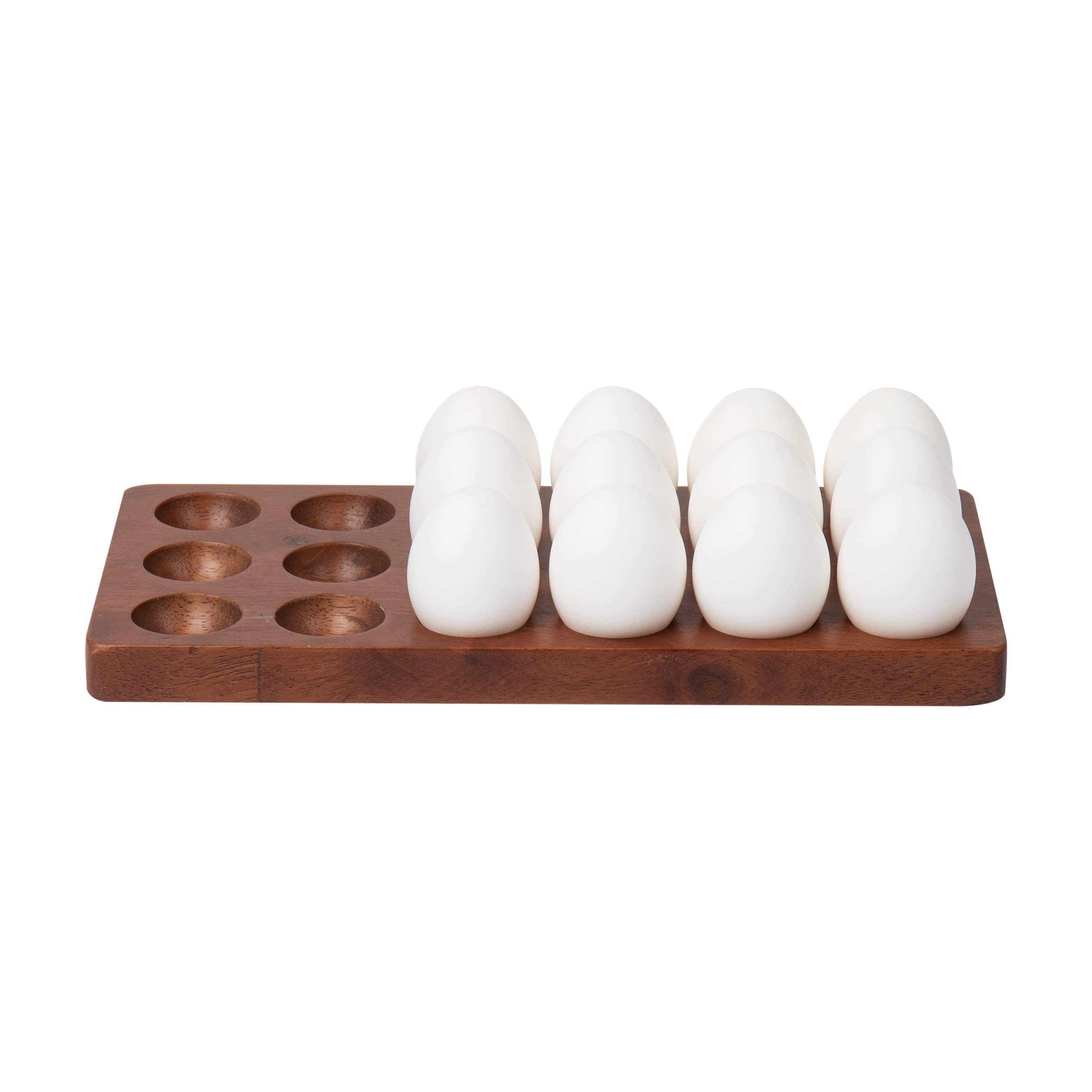 Maison Sucasa Egg Holder, Wood, 18 Egg Capacity, Kitchen Organizer, Brown