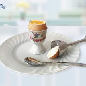 NobleEgg Egg Cups and Spoons Set for Soft Boiled Eggs | Bundle of 2 sets with Egg Topper Cutter (May ship separately)