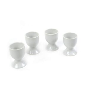 treasure gurus 4pc set white ceramic soft hard boiled egg cup stand kitchen food serving tool formal serveware