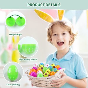 72 Pieces Easter Eggs Fillable Plastic Easter Eggs,Colorful Printed Bulk Easter Eggs for Easter Egg Hunt,Easter Hunt,Easter Basket Stuffers Easter Party Favors for Kids,2.3 inch Assorted Colors