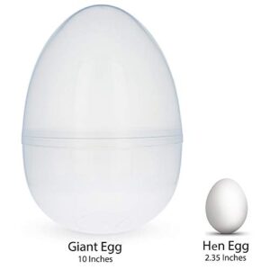 Set of 2 Giant Transparent Jumbo Size Clear Plastic Easter Eggs 10 Inches