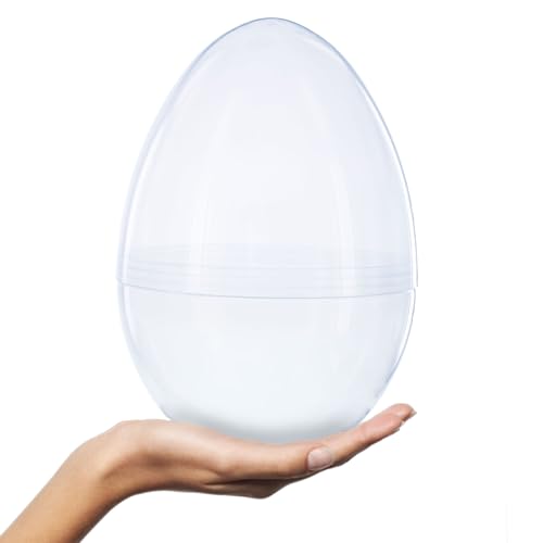 Set of 2 Giant Transparent Jumbo Size Clear Plastic Easter Eggs 10 Inches