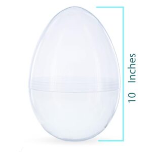 Set of 2 Giant Transparent Jumbo Size Clear Plastic Easter Eggs 10 Inches