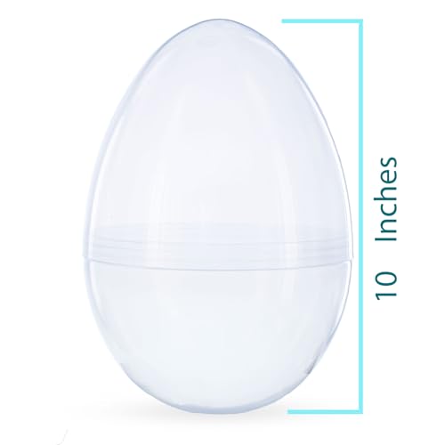 Set of 2 Giant Transparent Jumbo Size Clear Plastic Easter Eggs 10 Inches