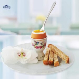 NobleEgg Complete Egg Cracker Topper Set | Unique Egg Cups for Soft Boiled Eggs, Egg Timer Pro, True 18/10 Egg Spoons, Egg Topper, Stylish Gift/Storage Box