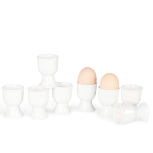 ontube porcelain egg cups,ceramic egg stand holders for hard boiled eggs set of 8 (white)