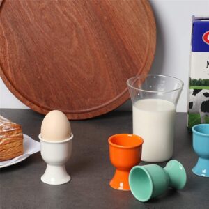 ONTUBE Porcelain Egg Cups,Ceramic Egg Stand Holders for Hard Boiled Eggs Set of 8 (White)