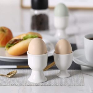 ONTUBE Porcelain Egg Cups,Ceramic Egg Stand Holders for Hard Boiled Eggs Set of 8 (White)