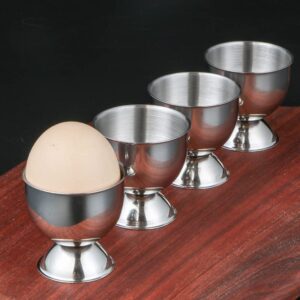 Elsjoy 8 Pack Egg Cup Holders with 8 Spoons, Stainless Steel Egg Cups Set for Soft & Hard Boiled Eggs, Kitchen Tools, Breakfast