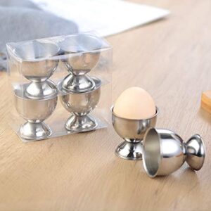 Elsjoy 8 Pack Egg Cup Holders with 8 Spoons, Stainless Steel Egg Cups Set for Soft & Hard Boiled Eggs, Kitchen Tools, Breakfast