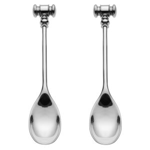 alessi "dressed" set of two spoons with soft boiled egg opener in 18/10 stainless steel mirror polished, silver