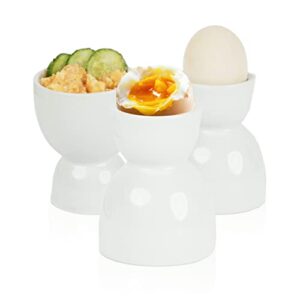 soft and hard-boiled egg holders - white ceramic double cups - 3 pack