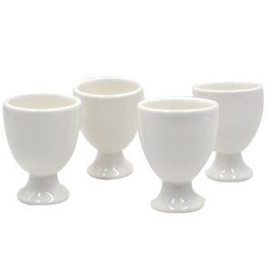 goclothod egg cups, set of 4 white porcelain egg cup serving boiled egg holders