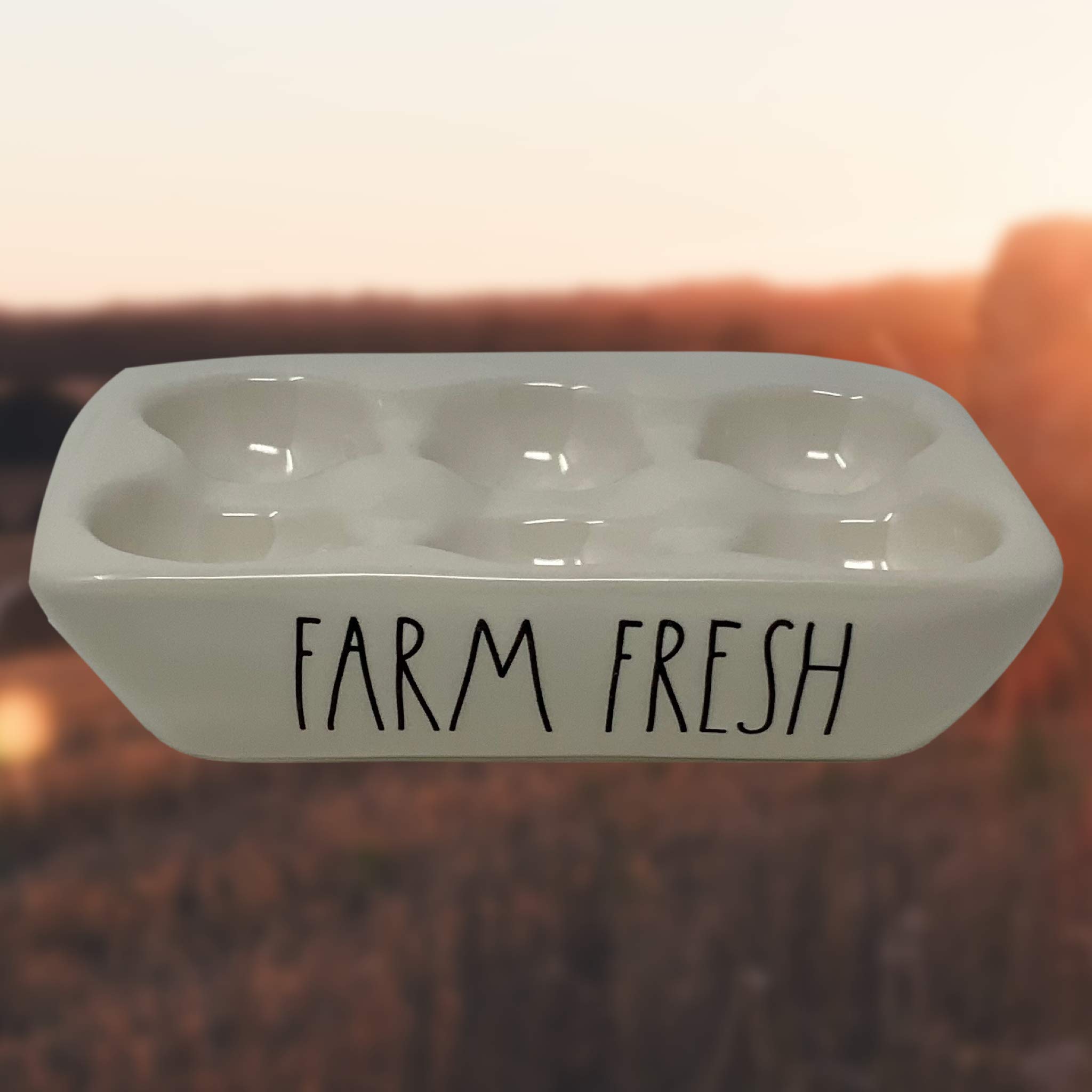 Rae Dunn FARM FRESH And FREE RANGE Egg Holder - Ceramic