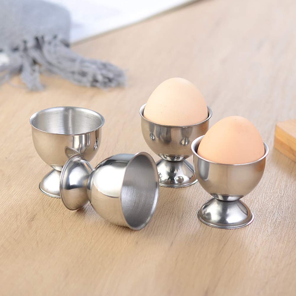 ccHuDE 2 Pcs Stainless Steel Egg Cups Holders Egg Tray for Soft Boiled Eggs Kitchen Tool