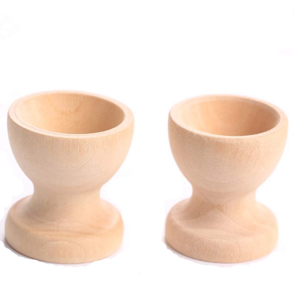 6pcs Wooden Egg Cups for Spring Easter Party Unpainted Easter Egg Holders Stands for DIY Painting Easter Craft Children's Toy