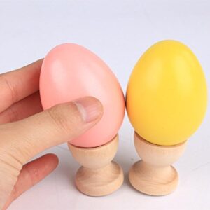 6pcs Wooden Egg Cups for Spring Easter Party Unpainted Easter Egg Holders Stands for DIY Painting Easter Craft Children's Toy