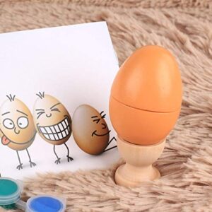 6pcs Wooden Egg Cups for Spring Easter Party Unpainted Easter Egg Holders Stands for DIY Painting Easter Craft Children's Toy