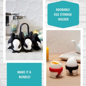 PELEG DESIGN Egguins 3-in-1 Cook, Store and Serve Egg Holder + Sumo Eggs - Soft or Hard Boiled Egg Cup Holders (Set of 2) Bundle