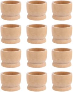 12-pack wooden egg cup holders unfinished wooden egg stands for kids craft easter birthday baby shower party supplies