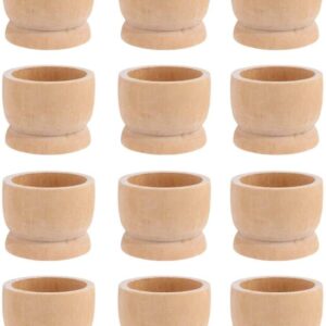 12-Pack Wooden Egg Cup Holders Unfinished Wooden Egg Stands for Kids Craft Easter Birthday Baby Shower Party Supplies