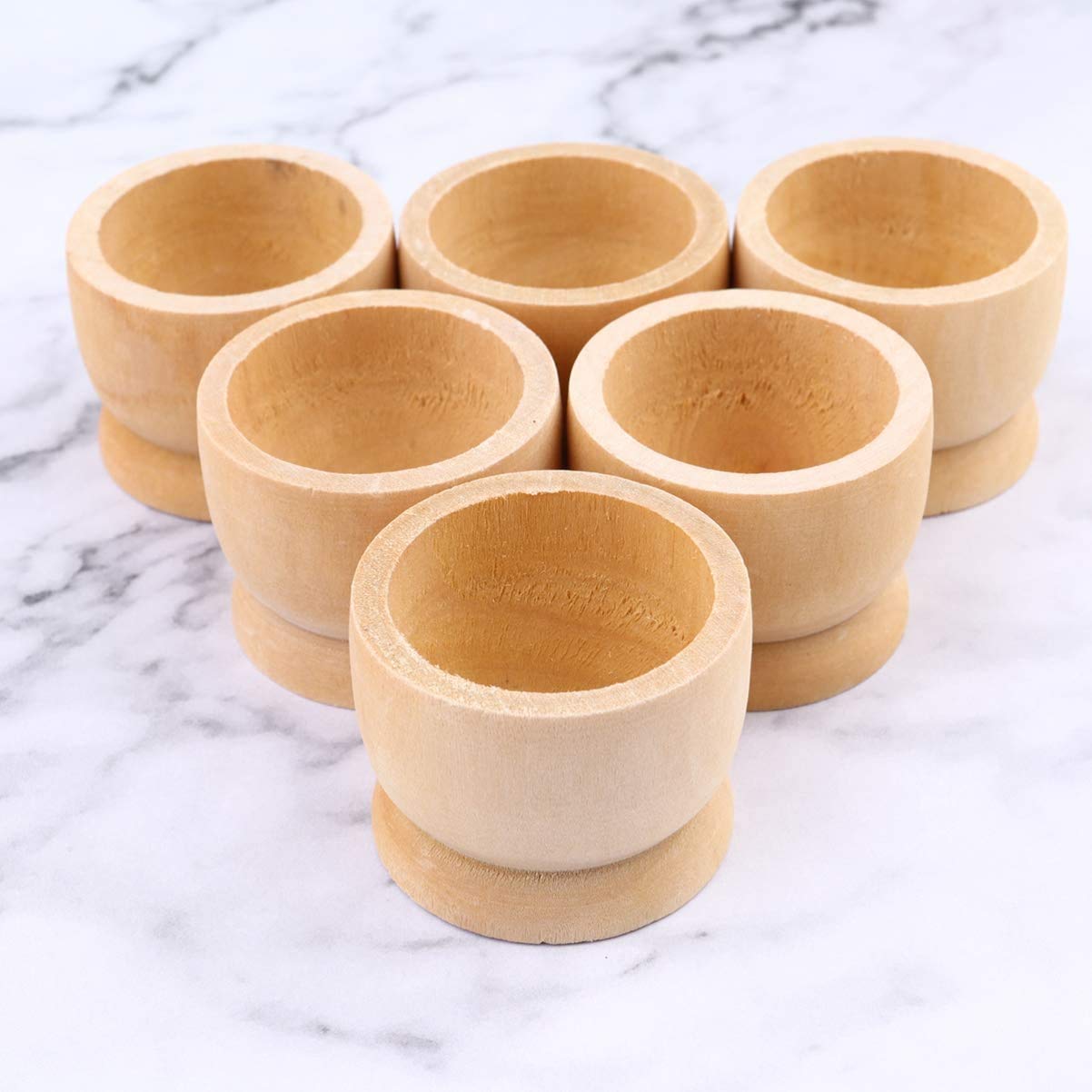 12-Pack Wooden Egg Cup Holders Unfinished Wooden Egg Stands for Kids Craft Easter Birthday Baby Shower Party Supplies