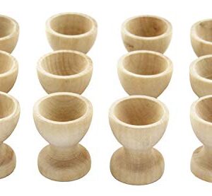 Hosfairy 16Pcs Mini Egg Cups Wooden Egg Cups Easter Egg Holders for DIY Painting Easter Craft Decoration