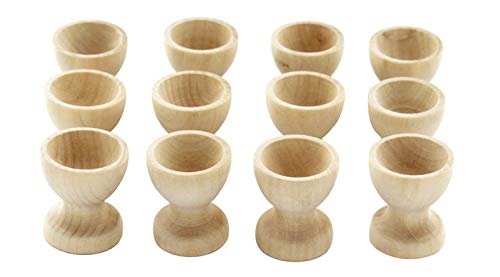 Hosfairy 16Pcs Mini Egg Cups Wooden Egg Cups Easter Egg Holders for DIY Painting Easter Craft Decoration