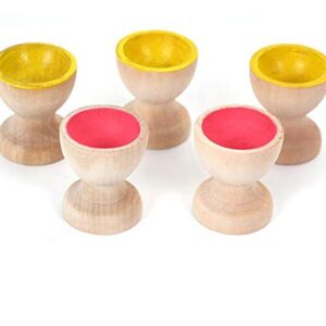 Hosfairy 16Pcs Mini Egg Cups Wooden Egg Cups Easter Egg Holders for DIY Painting Easter Craft Decoration