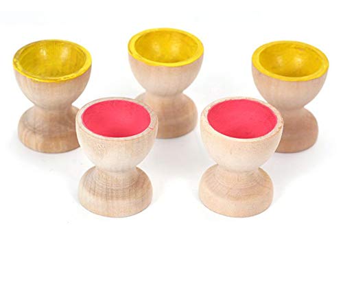 Hosfairy 16Pcs Mini Egg Cups Wooden Egg Cups Easter Egg Holders for DIY Painting Easter Craft Decoration