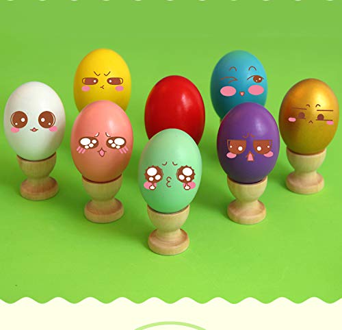 Hosfairy 16Pcs Mini Egg Cups Wooden Egg Cups Easter Egg Holders for DIY Painting Easter Craft Decoration