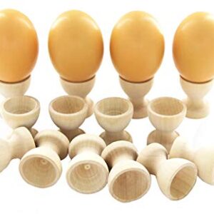 Hosfairy 16Pcs Mini Egg Cups Wooden Egg Cups Easter Egg Holders for DIY Painting Easter Craft Decoration