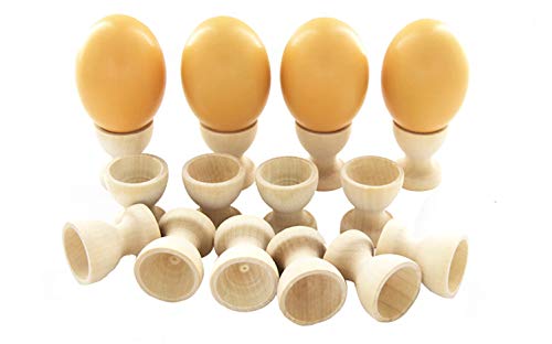 Hosfairy 16Pcs Mini Egg Cups Wooden Egg Cups Easter Egg Holders for DIY Painting Easter Craft Decoration