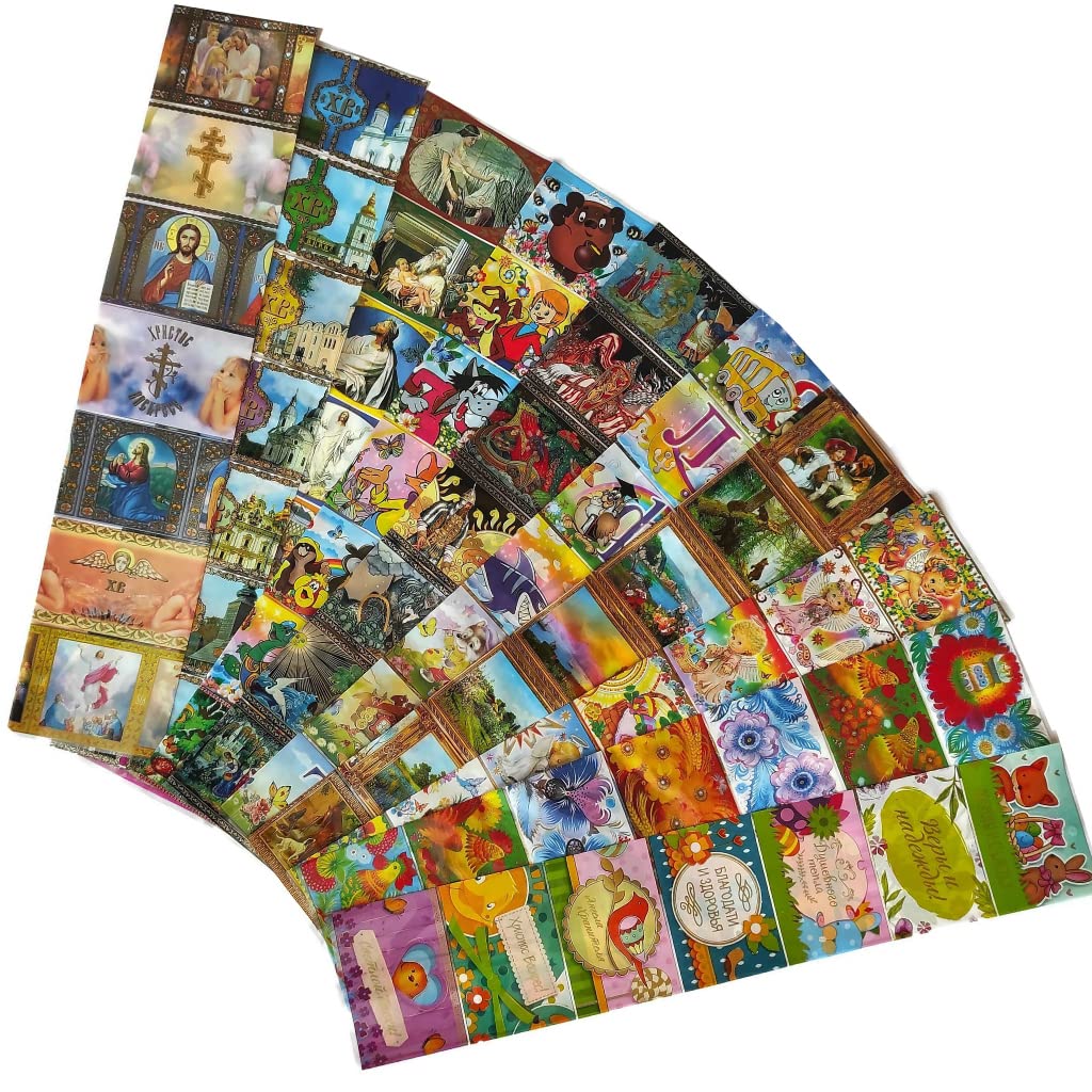 ZAVHOZ Easter Egg Wraps Decoration Russian Orthodox Paskha Heat Shrink Decor Strips Ukrainian Pysanka Angels Saints Church Nature Paintings 10 Thermo Sleeves with 7 Designs for 70pcs Hen Eggs