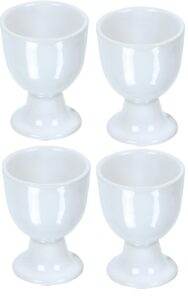 soft boiled egg holder | ceramic egg cup set | ceramic egg holder pottery housewarming gift set of 4 (white)