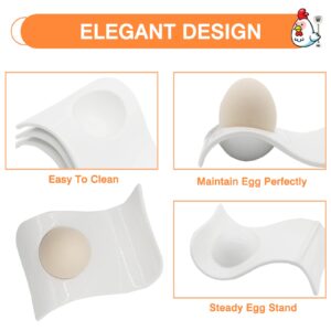 Egg Cup for Soft Boiled Eggs, Kitchenexus Egg Cups & Cracker Topper Set, 4pcs Set Ceramic Wave Egg Holder with Stainless Steel Egg Shell, Egg Stand Holders for kitchen