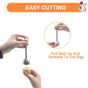 Egg Cup for Soft Boiled Eggs, Kitchenexus Egg Cups & Cracker Topper Set, 4pcs Set Ceramic Wave Egg Holder with Stainless Steel Egg Shell, Egg Stand Holders for kitchen