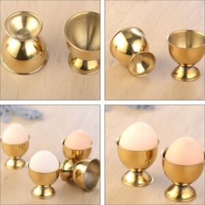 Cabilock 6pcs Egg Cup Egg Tray Stainless Steel Boiled Egg Cups Holder Stand Serving Cup for Egg Dishwasher Safe Gold