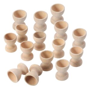 nuobesty wooden easter egg cups 15pcs, 3x3x3.5cm easter egg holder educational cup shape diy easter eggs painting decoration stands unpainted easter egg cups for diy painting easter crafts