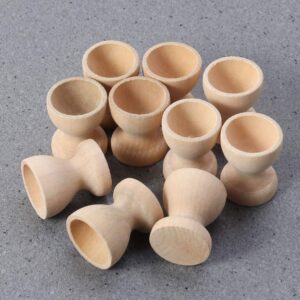 NUOBESTY Wooden Easter Egg Cups 15pcs, 3x3x3.5cm Easter Egg Holder Educational Cup Shape DIY Easter Eggs Painting Decoration Stands Unpainted Easter Egg Cups for DIY Painting Easter Crafts