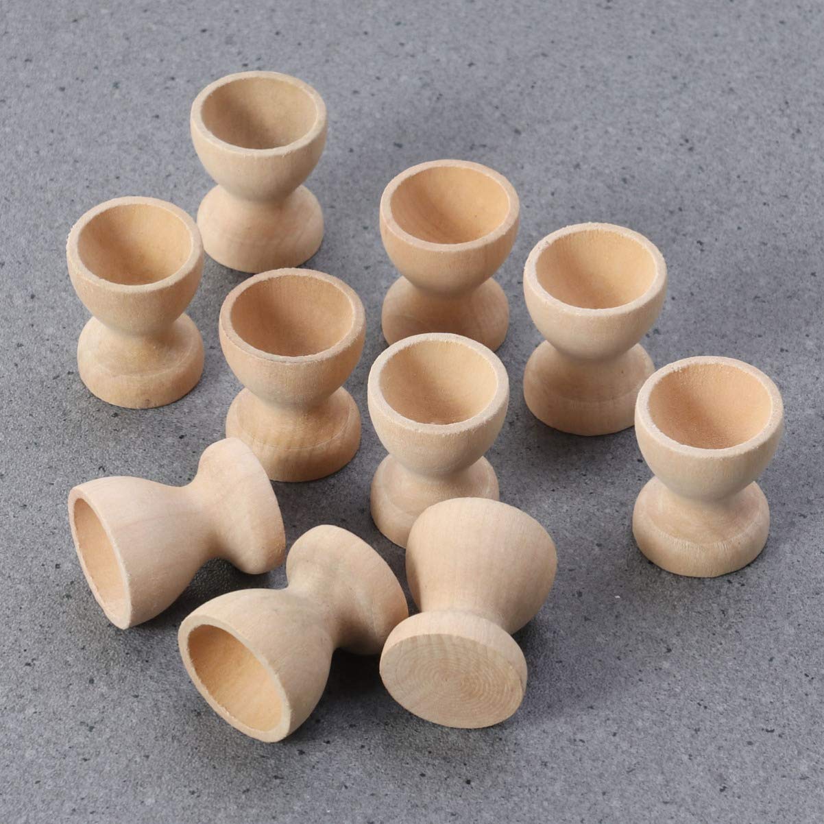 NUOBESTY Wooden Easter Egg Cups 15pcs, 3x3x3.5cm Easter Egg Holder Educational Cup Shape DIY Easter Eggs Painting Decoration Stands Unpainted Easter Egg Cups for DIY Painting Easter Crafts