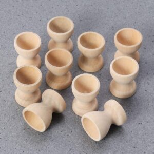 NUOBESTY Wooden Easter Egg Cups 15pcs, 3x3x3.5cm Easter Egg Holder Educational Cup Shape DIY Easter Eggs Painting Decoration Stands Unpainted Easter Egg Cups for DIY Painting Easter Crafts