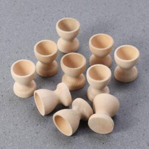 NUOBESTY Wooden Easter Egg Cups 15pcs, 3x3x3.5cm Easter Egg Holder Educational Cup Shape DIY Easter Eggs Painting Decoration Stands Unpainted Easter Egg Cups for DIY Painting Easter Crafts