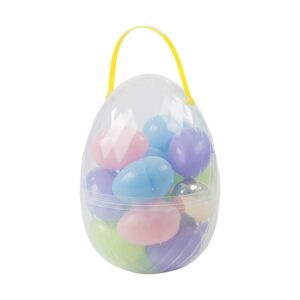 large easter egg container filled with 17 plastic easter eggs - easter supplies and decor