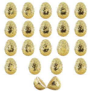golden sparkle: set of 20 gold glittered fillable plastic easter eggs 2.25 inches
