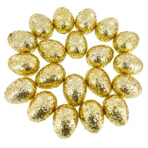 Golden Sparkle: Set of 20 Gold Glittered Fillable Plastic Easter Eggs 2.25 Inches