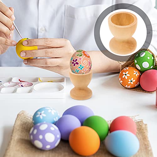 Gadpiparty Breakfast Egg Cup 12pcs Wooden Egg Cups, Unfinished Wood Decor Egg Holder DIY Blank Unfinished Wooden Egg Stands Egg Tray Container for Kids Arts and Crafts Egg Cups