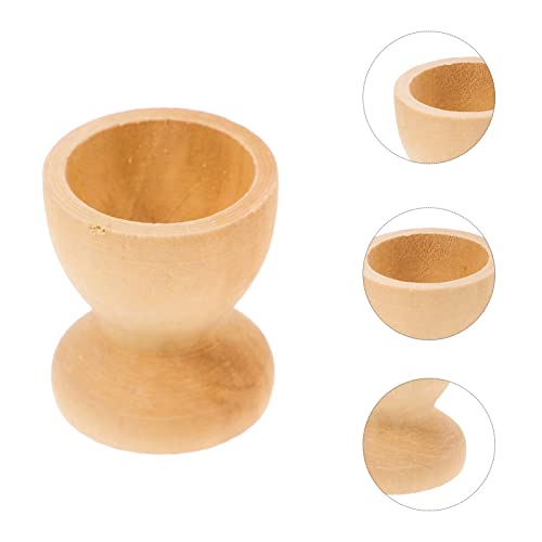 Gadpiparty Breakfast Egg Cup 12pcs Wooden Egg Cups, Unfinished Wood Decor Egg Holder DIY Blank Unfinished Wooden Egg Stands Egg Tray Container for Kids Arts and Crafts Egg Cups