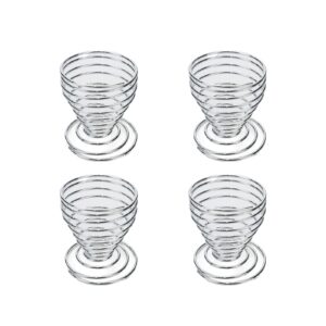 faotup 4pcs spring egg cup holder spring wire egg tray spring wire egg cup for home kitchen egg cup storage holder silver, 1.78"x2.05"(lxh)